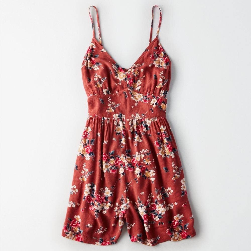 AEO Floral Tie-Front Romper